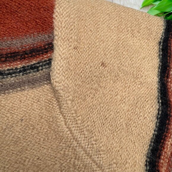 DB OHARA NWT Vintage Wool Blanket Sweater Fall Earthy Stripe Double Breasted M - Picture 3 of 9